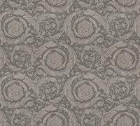 A.S. Création Papier peint Versace Papier Peint Design Barocco Flowers Papier peint intissé 10.05 m x 0.70 m Argent Gris Brun Made in Germany 935836 93583-6