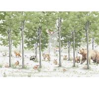 A.S. Création Papier peint Wildlife 3,75 m x 2,50 m - WALLLOVE Papier peint forêt chambre enfant vert, marron, beige colle incluse - DD129593