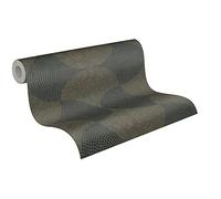 A.S. Création Papier Peints Art Déco Cuba intissé 10.05 m x 0.53 m Gris Métallisé Noir Fabriqué en Allemagne 380274 38027-4