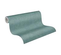 A.S. Création Papier Peints Uni Cuba intissé - 10,05m x 0,53m - Bleu Vert Fabriqué en Allemagne 380244 38024-4