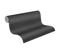 A.S. Création Papier Peints Uni Cuba intissé - 10,05m x 0,53m - Noir Fabriqué en Allemagne 380251 38025-1