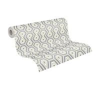 A.S. Création Papier Peints Vintage Jungle Chic intissé - 10,05m x 0,53m - Gris Or Blanc Fabriqué en Allemagne 377076 37707-6