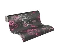 Livingwalls Papier peint intissé à motif de fleurs rosé/gris 10,05 x 0,53 m 385094