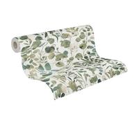 A.S. Création – Papier peint intissé à motif floral aquarelle (feuilles) 0,53x10,05 m Vert/Blanc