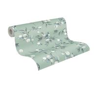 A.S. Création Pure Elegance papier peint intissé à motif floral 0,53 x 10,05 m - vert, gris, bleu - papier peint à motif de feuilles Made in Germany - 397687