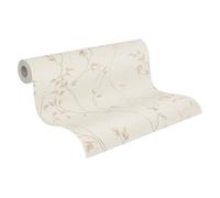 A.S. Création Pure Elegance Vliestapete mit Blätterranken 10,05 m x 0,53 m - Beige, Creme, Braun - Florale Motivtapete Made in Germany - 397671