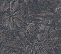 A.S. Création Smart Surfaces Papier peint intissé floral avec feuilles de palmier 10,05 m x 0,53 m - marron, noir - Papier peint à motif de feuilles Made in Germany - 395605