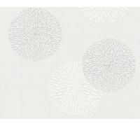 A.S. Création papier peint adhesif - tapisserie papier peint à motifs circulaires en crème et blanc - papier peint pour diverses pièces - papier peint en 10,05 m x 0,53 m