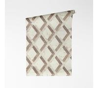 A.S. Création VERSACE VI Tarsia Papier peint intissé - Mosaïque géométrique marbré losanges avec logo - Surface vinyle géométrique - 10,05 m x 0,70 m - Marron/gris - 791334