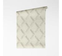 A.S. Création VERSACE VI Tarsia Papier peint intissé - Mosaïque géométrique, marbré losanges avec logo, surface en vinyle, motif géométrique, 10,05 m x 0,70 m, gris/blanc - 791331