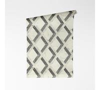 A.S. Création VERSACE VI Tarsia Papier peint intissé - Mosaïque géométrique marbré losanges avec logo - Surface en vinyle géométrique - 10,05 m x 0,70 m - Gris/noir - 791333