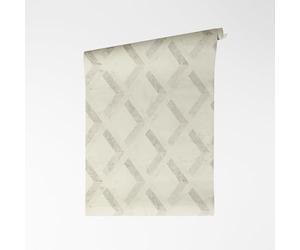 A.S. Création VERSACE VI Tarsia Papier peint intissé - Mosaïque géométrique, marbré losanges avec logo, surface en vinyle, motif géométrique, 10,05 m x 0,70 m, gris/blanc - 791331