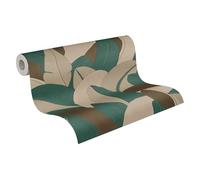 A.S. Création Vibes & Styles 790392 Isabelle Golden Canopy Papier peint intissé - Feuilles de palmier florales dorées, texturé avec brillance, papier peint floral, feuilles de palmier, 10,05 x 0,53 m