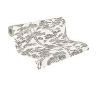 A.S. Création Vibes & Styles Lin Zen Branches Papier peint intissé - Pins asiatiques - Rouille sur Beige - Surface non tissée - Motif floral - Arbres - 10,05 x 0,53 m - Blanc/noir - 790015