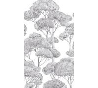 A.S. Création Vibes & Styles Papier peint intissé - Atmosphère chaleureuse avec botanique, géométrie et effet 3D - Surface en vinyle - Arbres - Papier peint forestier - 1,59 m x 2,80 m - Gris/noir