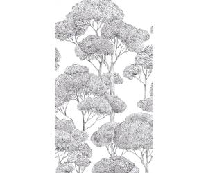 A.S. Création Vibes & Styles Papier peint intissé - Atmosphère chaleureuse avec botanique, géométrie et effet 3D - Surface en vinyle - Arbres - Papier peint forestier - 1,59 m x 2,80 m - Gris/noir