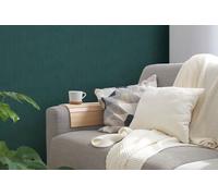 A.S. Création Vliestapete 10,05 m x 0,53 m - einfarbige Strukturtapete Grün, Dunkelgrün - Uni Tapete mit Textiloptik Made in Germany - 395535