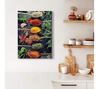 A.S. Création WTD Mantiburi Impression sur toile Motif épices Jaune 50 x 70 cm Format portrait Décoration murale de cuisine sur châssis