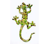 A S SALAMANDRE VERTE STYLE MOSAIQUE DÉCORATION EN RÉSINE