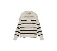 Vero Moda Saba Stripe Half Zip Sweater Beige XL Femme