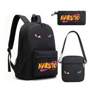 A Sac à dos 40 cm 3 PCS Naruto Uzumaki Naruto Multifonctionnel Dos ergonomique Léger et confortable Sac à dos enfant Cartable