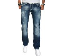 A. Salvarini Jean pour homme de couleur bleue avec coutures épaisses blanches - bleu - 31W x 30L