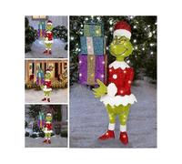 (A)Santa Grinch Is Coming Lighting Christmas Outdoor Yard Decoration Led Lighting