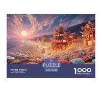 A Seaside Town with Houses Made of Flowers 1000 Piece Découpe Précise Puzzle Traditional Chinese Architecture Amusant Jigsaw Jouet Éducatif pour Amis 52x38cm/1000pcs