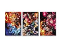 A Set Of 3 Demon Poster Slayer Japanese Anime Comics Vintage Cover Affiche Décoration Peinture Toile Mur Art Salon Affiche Chambre Peinture Anniversaire Vacances Cadeau 12x18inch(30x45cm)-3pcs