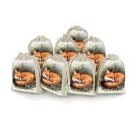 A Sleeping Fox Lot de 8 sacs cadeaux en toile de jute avec cordon de serrage pour fêtes et événements
