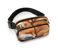 A Sleeping Fox Sac banane tendance avec sangle réglable pour entraînement en plein air cyclisme Unisexe Blanc 20 x 13 cm, blanc, 20x13cm, Sac banane