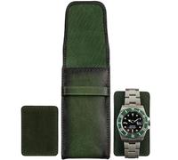 A-SLIM Tokei | Pochette de voyage en cuir pour montre | Étui de voyage en cuir pour homme avec fermeture à rabat, Vert bruni, 12.7, Minimaliste