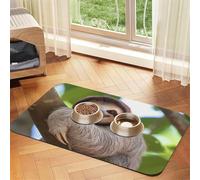 A Sloth On A Tree Branch Tapis de nourriture pour chien, tapis d'alimentation absorbant pour gamelles d'eau et de nourriture, tapis de placement antidérapant pour sols, imperméable, séchage rapide