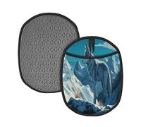 A Solitaire Wolf On A Snowy Mountain Peak Manique en silicone Manique Manique de four Gants de four Imprimés Coussinets chauds pour cuisine restaurants 24 x 19 cm