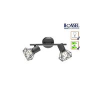 Lampe de lecture Fischer & Honsel A spot de plafond à 2 ran gris mat, grille chrime, spots pivotant, douille e14 fischer honsel 22265