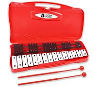 A-Star Glockenspiel Chromatique 25 Notes avec Étui et Battes | Xylophone à lames métal, 2 octaves G5-G7, notes marquées ; étui rouge et 2 battes