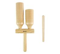 A-Star Grattoir Agogo Guiro à deux tons en bois avec batte en bois, bloc de rythme de percussion