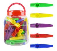 A-Star Kazoos en Plastique Multicolores, Lot de 40 avec Pot de Rangement | Format ans un pot réutilisable - pour l'école, les cadeaux et les pochettes surprises