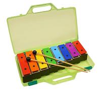 A-Star Lot de 8 barres de carillon colorées Soprano Rainbow Diatonic Glockenspiel Xylophone dans un étui rigide vert avec deux batteurs - C6 à C7