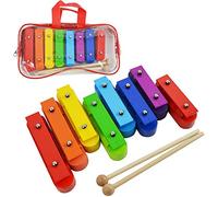 A-Star Lot de 8 xylophones soprano diatoniques arc-en-ciel Glockenspiel avec deux battes en bois dans un sac de transport - C6 à C7