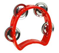 A-Star Petit tambourin demi-lune en plastique découpé, 4 grelots simples en métal - Rouge