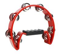 A-Star Tambourin Demi-Lune, Double Jingle Bell Cutaway avec Poignée Ergonomique - Chanteurs, Groupes, Musiciens, Cours de Musique - Rouge