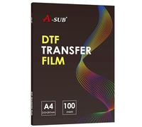 A-SUB Film de transfert DTF - 100 feuilles A4 Film DTF pour sublimation ou imprimante DTF à jet d'encre, papier transfert direct sur film mat double face pour T-shirts et tous les tissus