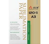 A-SUB Papier de sublimation A3, 297x420 mm, 100 feuilles, 120 g/m², Compatible avec les imprimantes à sublimation EPSON, SAWGRASS, RICOH, BROTHER