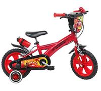 A.T.L.A.S. Vélo 12'' Cars/MC Queen équipé de 2 Freins, Plaque Avant décorative, Garde boues, Carter et stabilisateurs Porte bidon arrière Garçon, Rouge