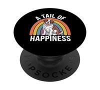 A Tail of Happiness Saint Bernard Chien Rétro Arc-en-Ciel PopSockets PopGrip Adhésif