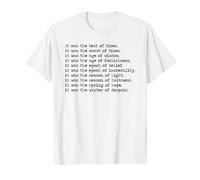 A Tale of Two Cities Charles Dickens First Sentence T-Shirt