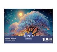 A Tall Tree with Flowers and Clouds in The Background 1000 Pièces Carton Extra-épais Coffret De Puzzles Gloom Trees Anti-Stress Défi Unique Puzzles pour La Décoration Intérieure 38x26cm/1000pcs