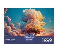 A Tall Tree with Flowers And Clouds in The Background 1000 Pièces Carton Extra-épais Puzzle À Faire Soi-même Cherry Blossoms Stimulant Et Éducatif Jeu Familial Puzzles Pour Adultes Et Enfants 52x38cm/