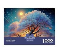 A Tall Tree with Flowers And Clouds in The Background 1000 Pièces Carton Extra-épais Puzzle À Faire Soi-même Gloom Trees Stimulant Et Éducatif Jeu Créatif Puzzles Pour La Décoration Intérieure 70x50cm